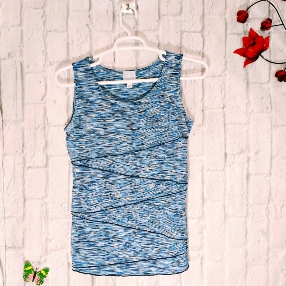 Saturday Sunday Women's S Abstract Layered Sleeveless Blouse Y2K Career Preppy